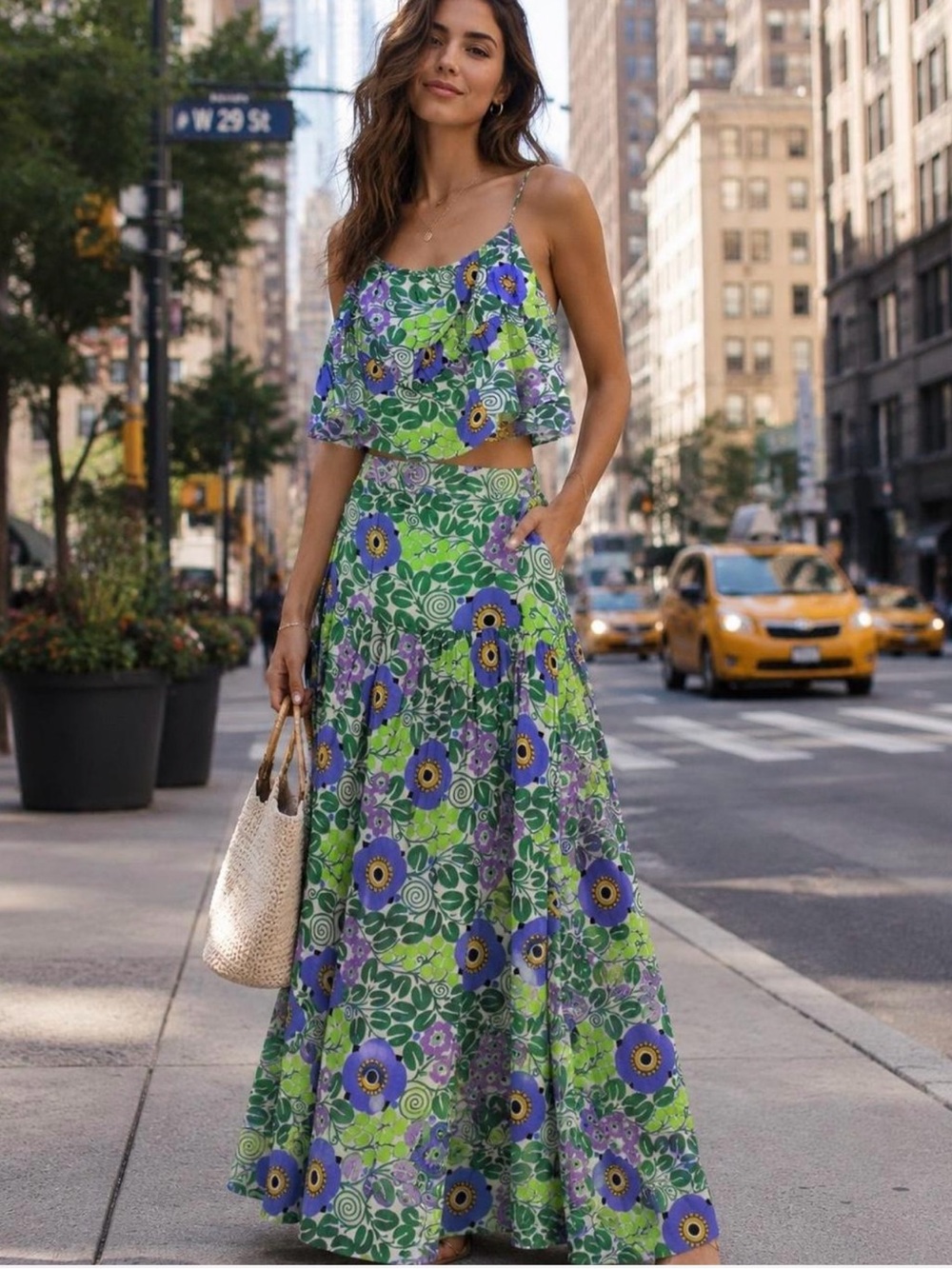 Rhode Floral Two Piece Maxi Skirt Set MSRP $465